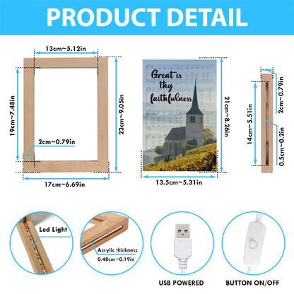 Christian Great Is Thy Faithfulness Chapel Christian Night Light - Bible Verse Decor - Scripture Art