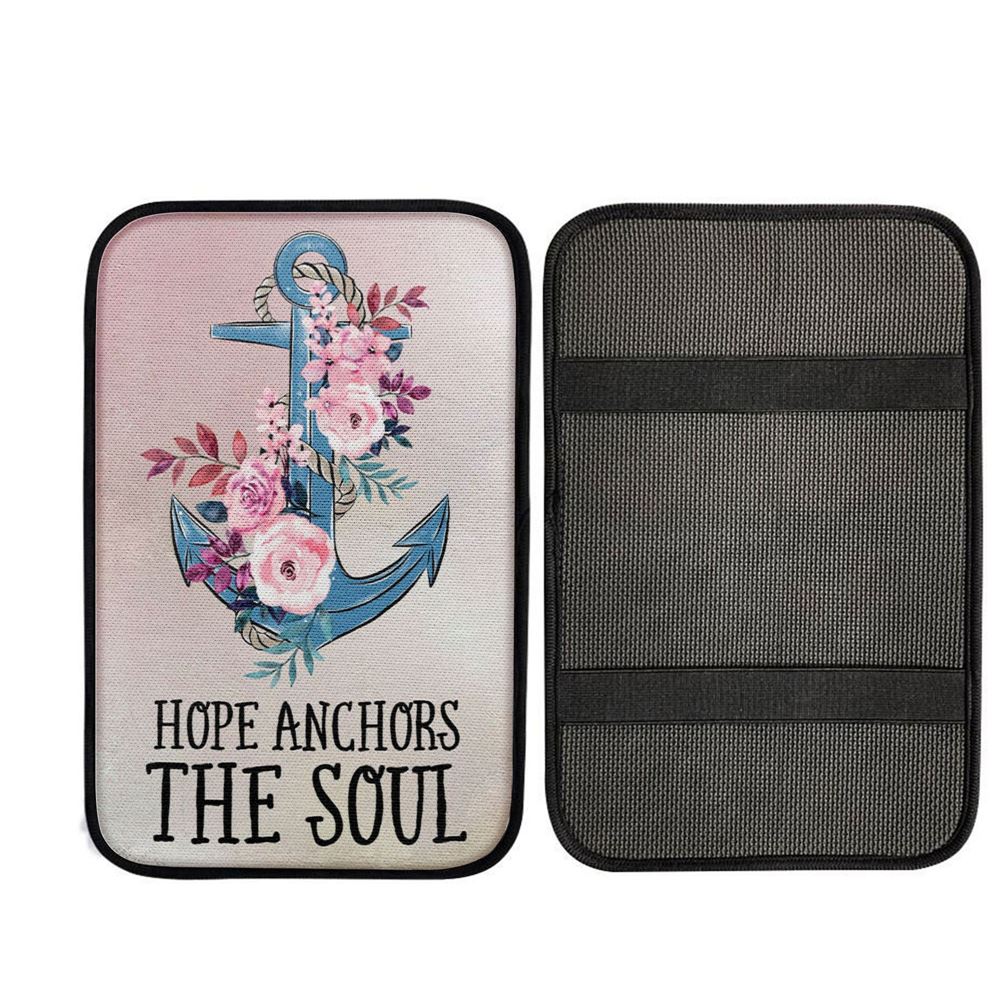 Christian Hebrews 619 Hope Anchors The Soul Flower Car Center Console Cover, Jesus Art, Car Interior Accessories