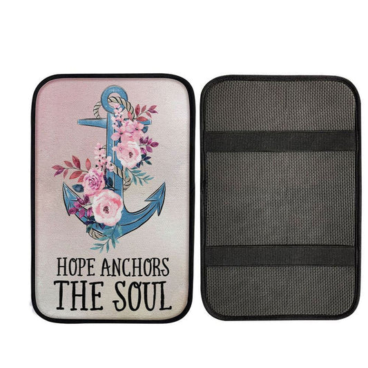 Christian Hebrews 619 Hope Anchors The Soul Flower Car Center Console Cover, Jesus Art, Car Interior Accessories
