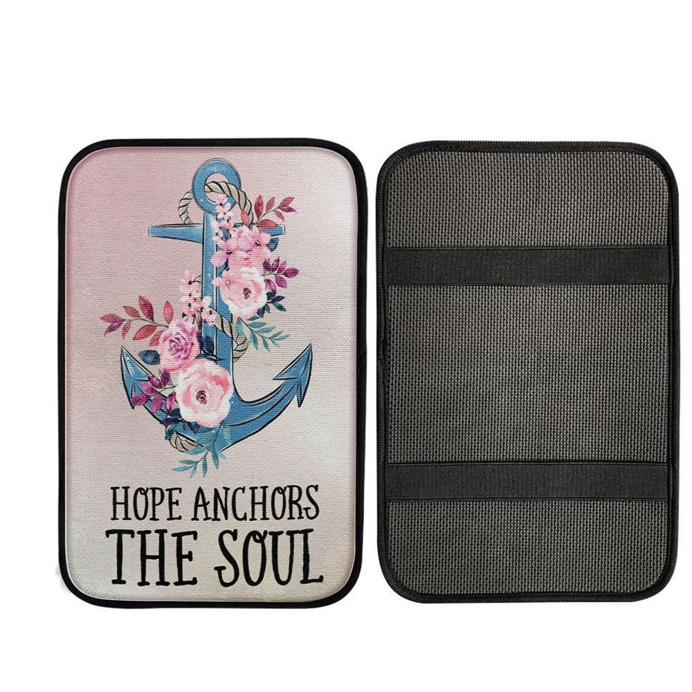 Christian Hebrews 619 Hope Anchors The Soul Flower Car Center Console Cover, Religious Car Armrest Accessories