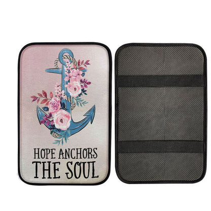 Christian Hebrews 619 Hope Anchors The Soul Flower Car Center Console Cover, Religious Car Armrest Accessories
