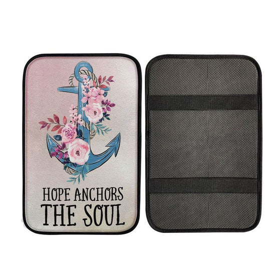Christian Hebrews 619 Hope Anchors The Soul Flower Car Center Console Cover, Religious Car Armrest Accessories