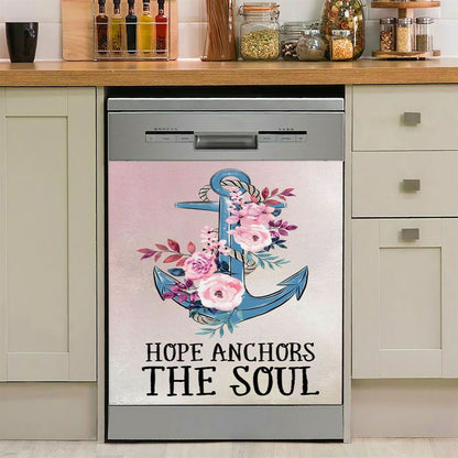 Christian Hebrews 619 Hope Anchors The Soul Flower Dishwasher Cover, Bible Verse Dishwasher Magnet Cover, Scripture Kitchen Decor