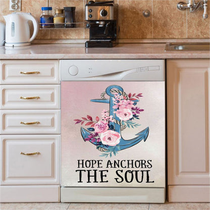 Christian Hebrews 619 Hope Anchors The Soul Flower Dishwasher Cover, Bible Verse Dishwasher Magnet Cover, Scripture Kitchen Decor