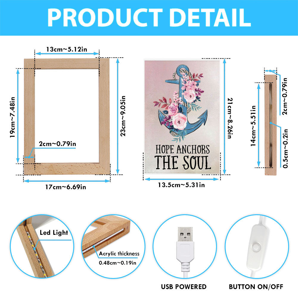 Christian Hebrews 619 Hope Anchors The Soul Flower Frame Lamp Prints - Bible Verse Decor - Scripture Art