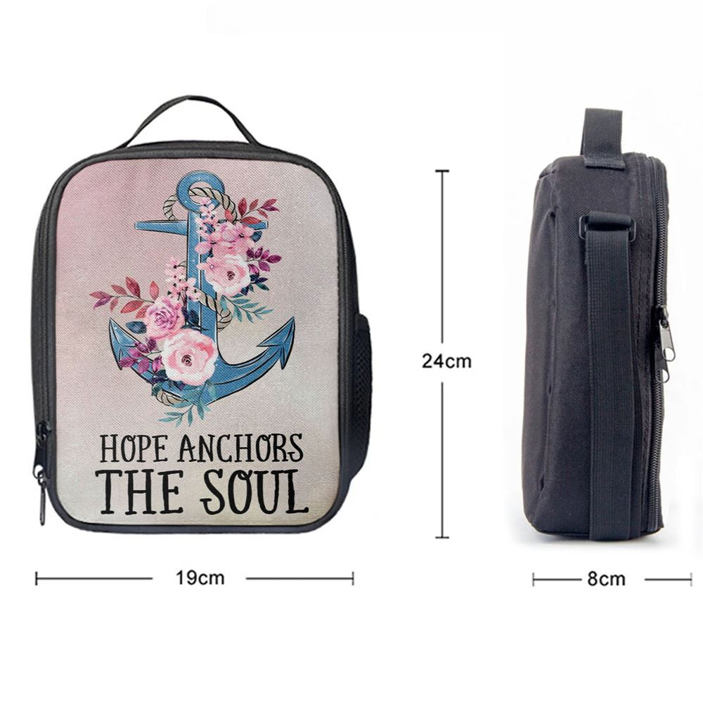 Christian Hebrews 619 Hope Anchors The Soul Flower Lunch Bag, Christian Lunch Bag For School, Picnic, Religious Lunch Bag