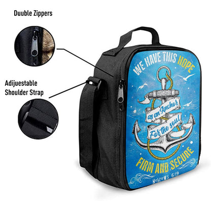 Christian Hebrews 619 Hope As An Anchor For The Soul Lunch Bag, Christian Lunch Bag For School, Picnic, Religious Lunch Bag