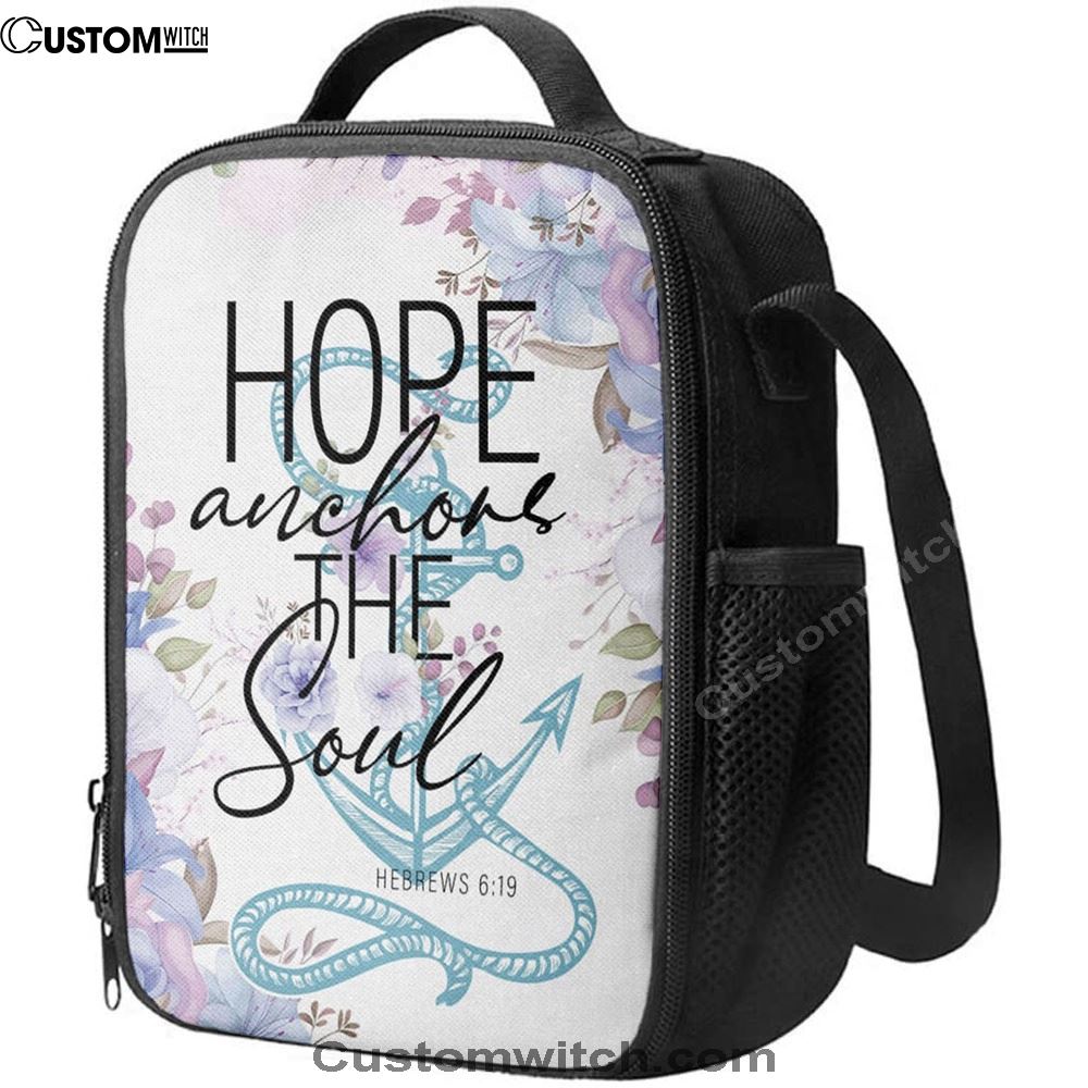 Christian Home Decor Flower Hope Anchors The Soul Lunch Bag, Christian Lunch Bag For School, Picnic, Religious Lunch Bag