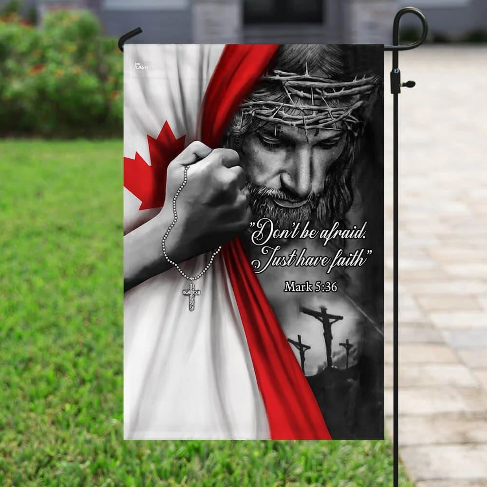 Christian Jesus Just Have Faith Canadian House Flags, Christian Flag, Scripture Flag, Garden Banner