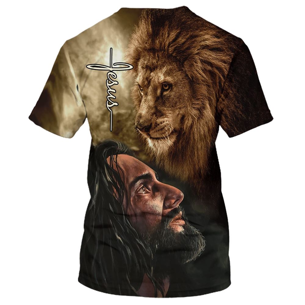 Christian Jesus Lion All Over Print 3D T-Shirt, Gift For Christian, Jesus Shirt