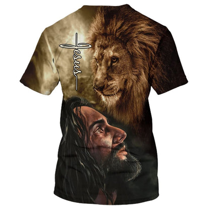 Christian Jesus Lion All Over Print 3D T-Shirt, Gift For Christian, Jesus Shirt