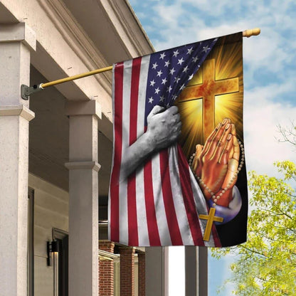 Christian Jesus Pray For America House Flags, Christian Flag, Scripture Flag, Garden Banner