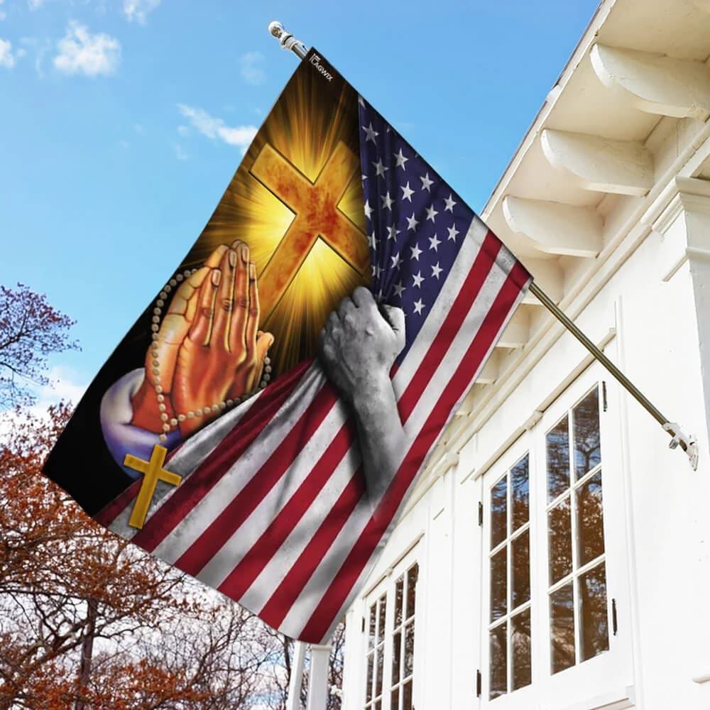 Christian Jesus Pray For America House Flags, Christian Flag, Scripture Flag, Garden Banner