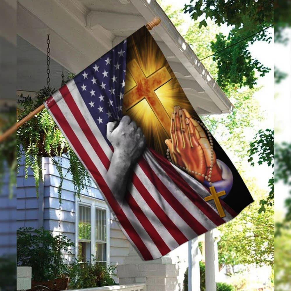 Christian Jesus Pray For America House Flags, Christian Flag, Scripture Flag, Garden Banner
