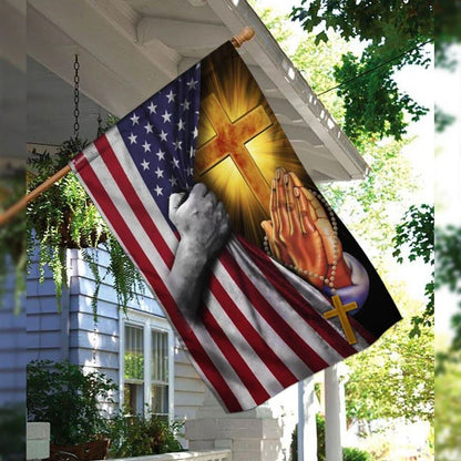 Christian Jesus Pray For America House Flags, Christian Flag, Scripture Flag, Garden Banner