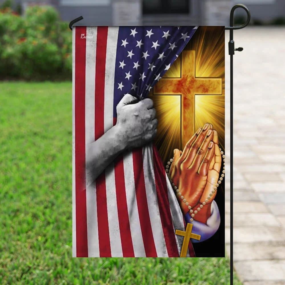 Christian Jesus Pray For America House Flags, Christian Flag, Scripture Flag, Garden Banner