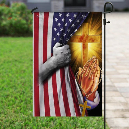 Christian Jesus Pray For America House Flags, Christian Flag, Scripture Flag, Garden Banner