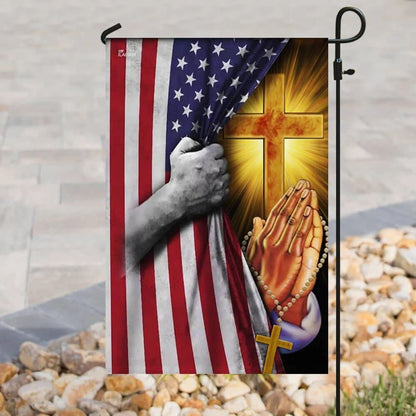 Christian Jesus Pray For America House Flags, Christian Flag, Scripture Flag, Garden Banner