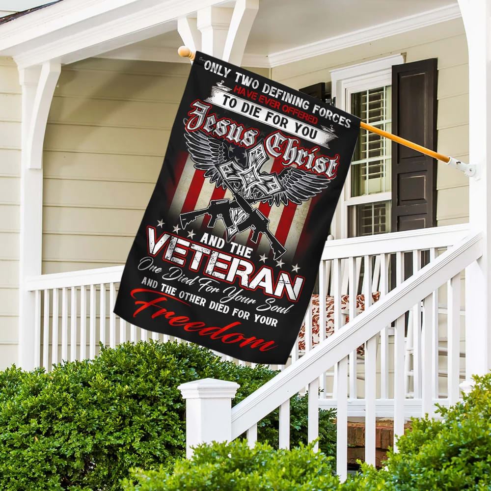 Christian Jesus Veteran House Flags, Christian Flag, Scripture Flag, Garden Banner