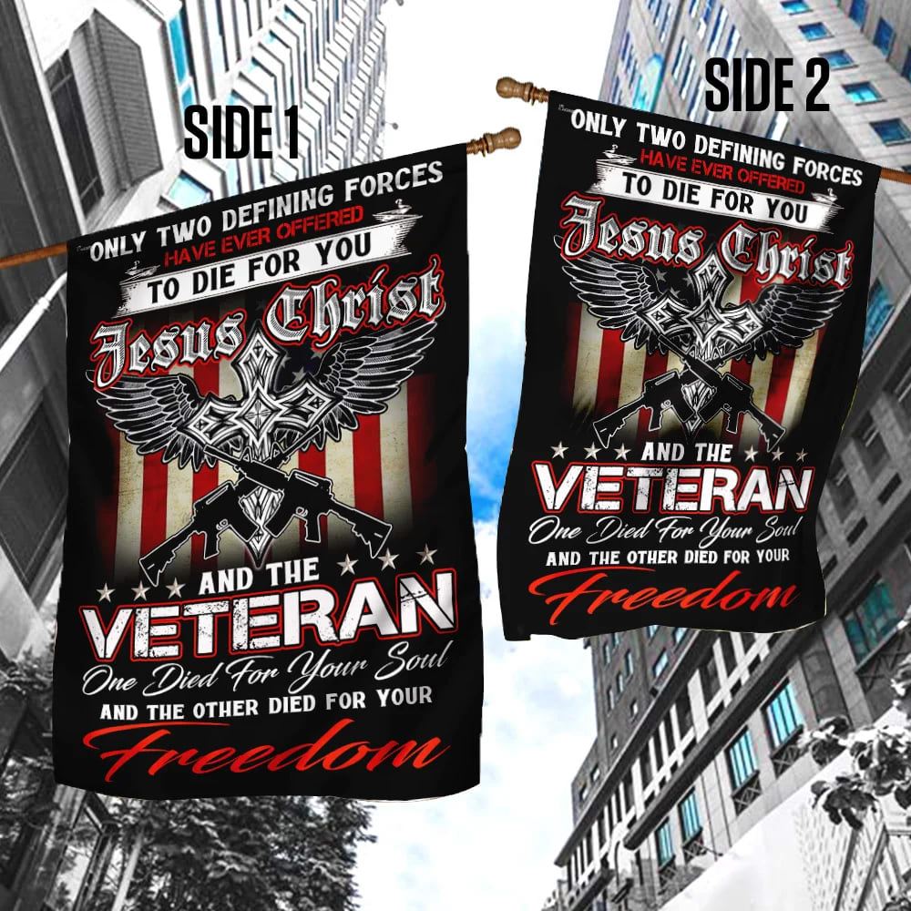 Christian Jesus Veteran House Flags, Christian Flag, Scripture Flag, Garden Banner