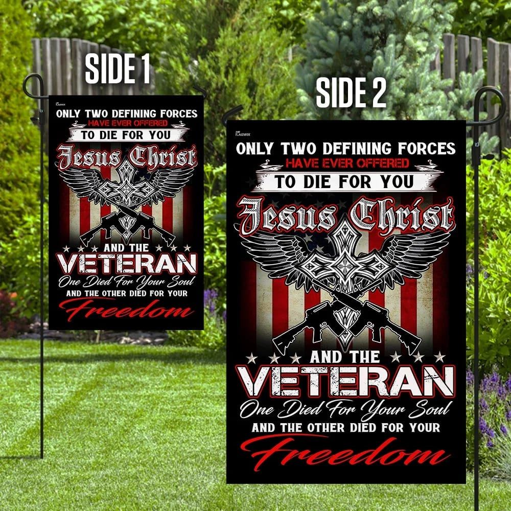 Christian Jesus Veteran House Flags, Christian Flag, Scripture Flag, Garden Banner