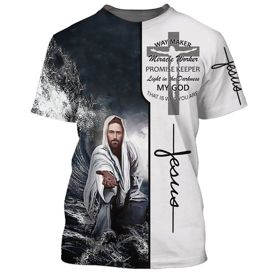 Christian Jesus Way Maker Miracle Worker All Over Print 3D T-Shirt, Gift For Christian, Jesus Shirt
