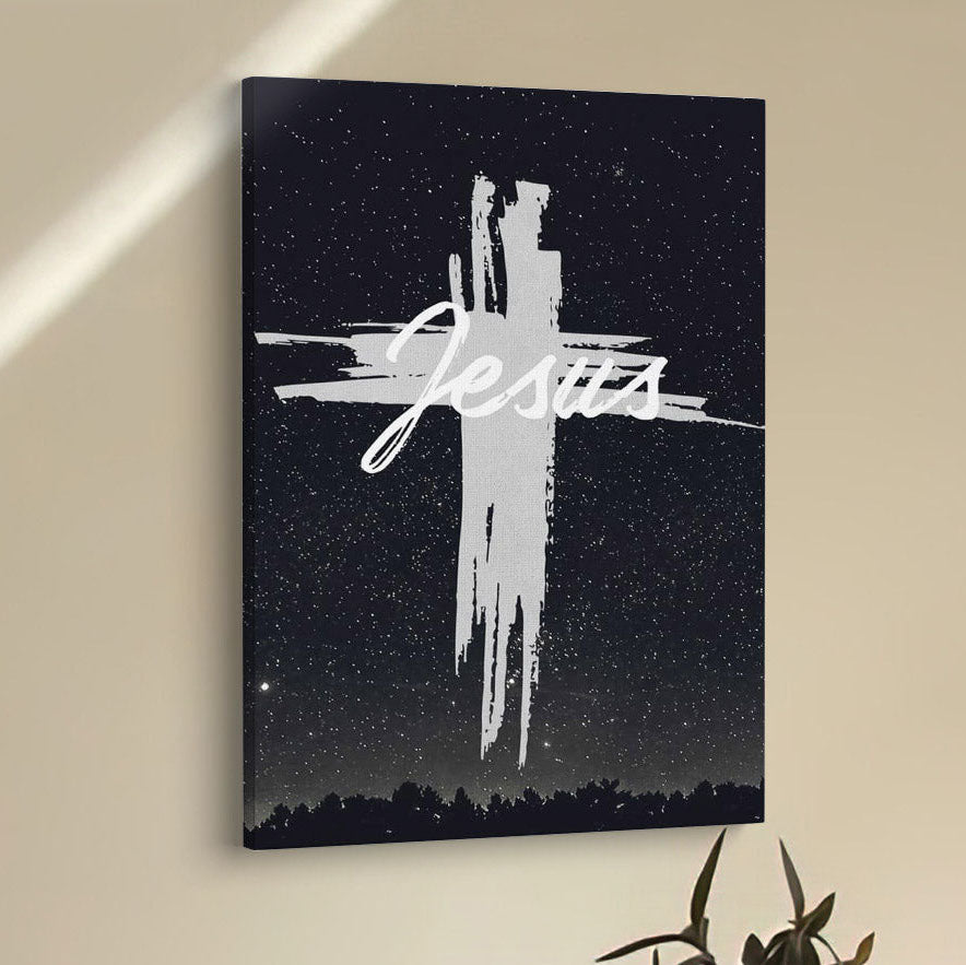 Christian Jesus Word Cross Canvas Prints - Bible Verse Wall Decor - Scripture Wall Art