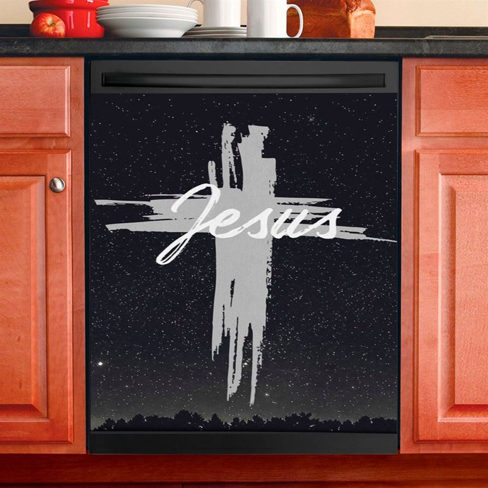 Christian Jesus Word Cross Dishwasher Cover, Bible Verse Dishwasher Magnet Cover, Scripture Kitchen Decor