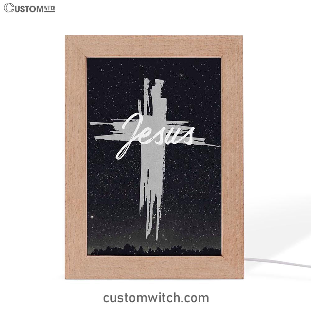 Christian Jesus Word Cross Frame Lamp Prints - Bible Verse Decor - Scripture Art
