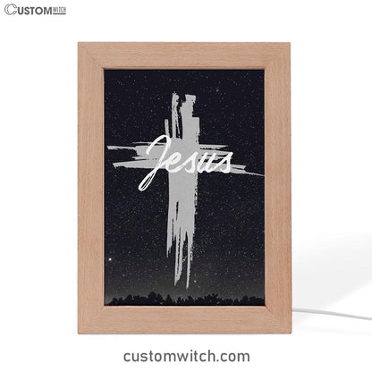 Christian Jesus Word Cross Frame Lamp Prints - Bible Verse Decor - Scripture Art