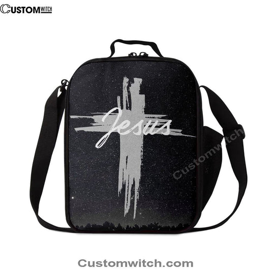 Christian Jesus Word Cross Lunch Bag, Christian Lunch Bag For School, Picnic, Religious Lunch Bag