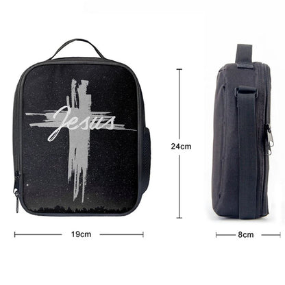 Christian Jesus Word Cross Lunch Bag, Christian Lunch Bag For School, Picnic, Religious Lunch Bag