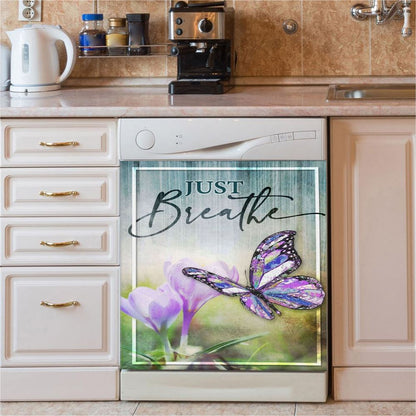 Christian Just Breathe Butterfly Dishwasher Cover, Bible Verse Dishwasher Magnet Cover, Scripture Kitchen Decor