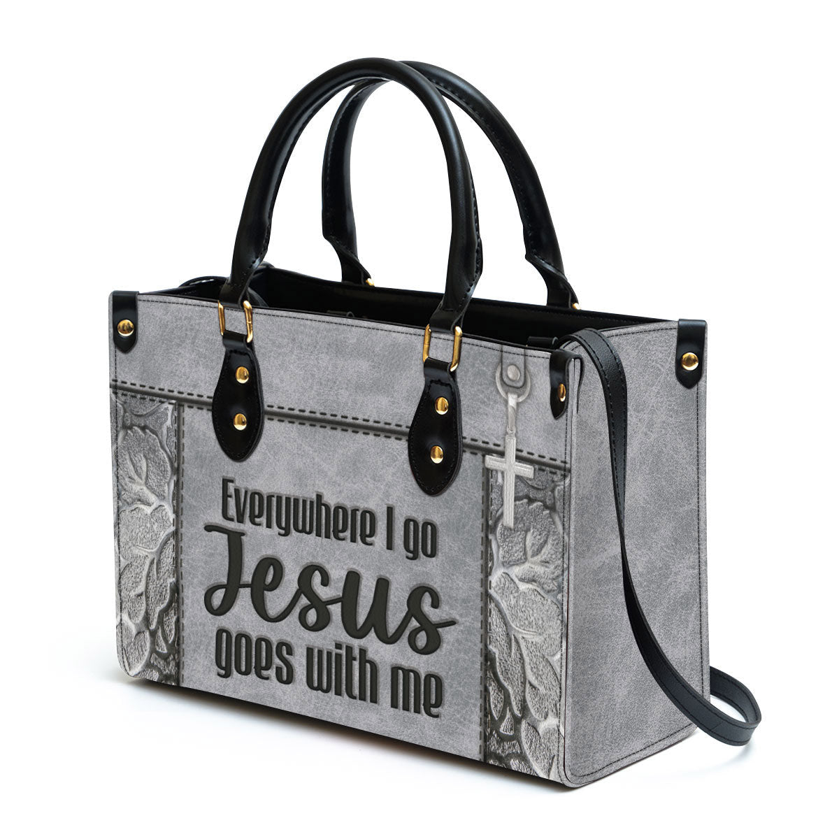 Christian Leather Handbag, Everywhere I Go Jesus Goes With Me Leather Bag, Religious Gifts For Women