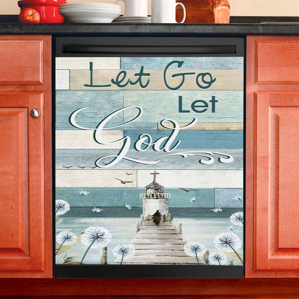 Christian Let Go Let God Dishwasher Cover, Bible Verse Dishwasher Magnet Cover, Scripture Kitchen Decor