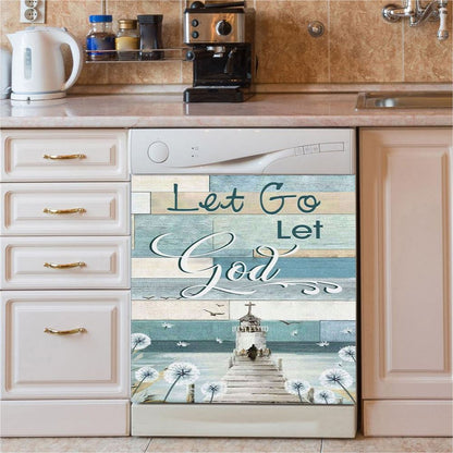 Christian Let Go Let God Dishwasher Cover, Bible Verse Dishwasher Magnet Cover, Scripture Kitchen Decor