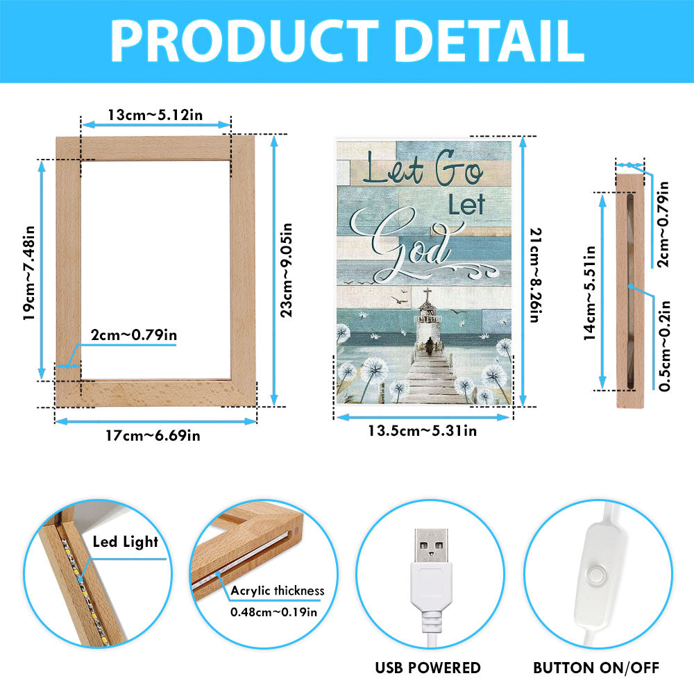 Christian Let Go Let God Frame Lamp Prints - Bible Verse Decor - Scripture Art