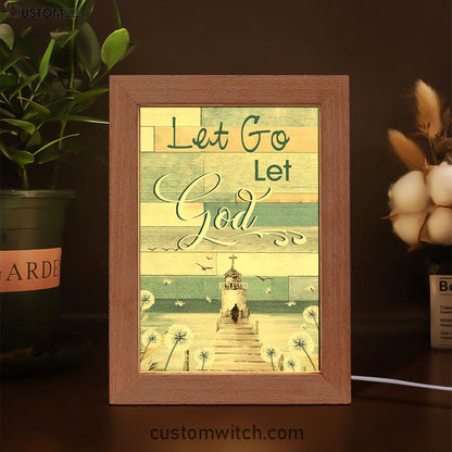Christian Let Go Let God Frame Lamp Prints - Bible Verse Decor - Scripture Art