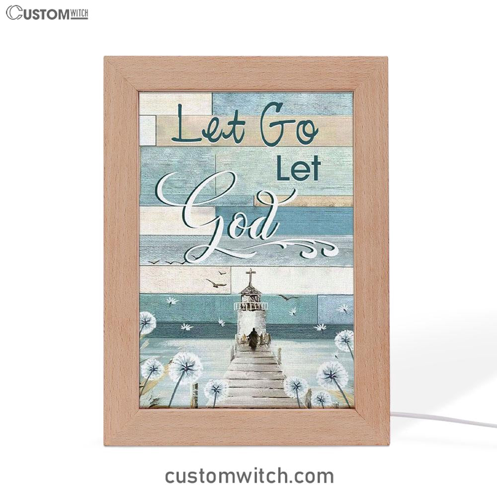Christian Let Go Let God Frame Lamp Prints - Bible Verse Decor - Scripture Art