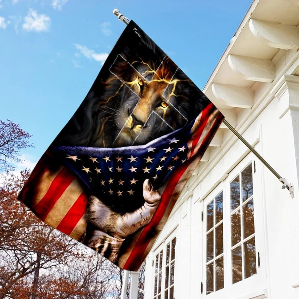 Christian Lion Cross House Flags, Christian Flag, Scripture Flag, Garden Banner