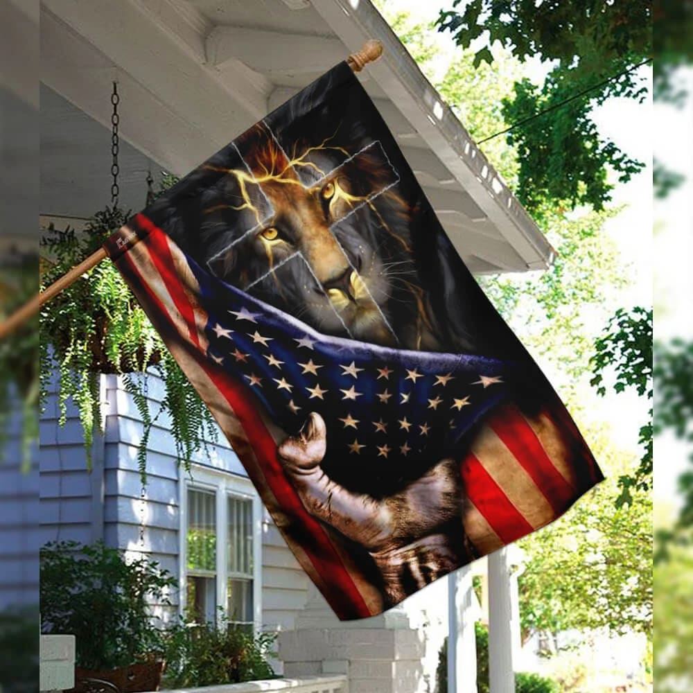 Christian Lion Cross House Flags, Christian Flag, Scripture Flag, Garden Banner
