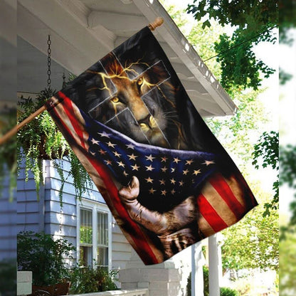 Christian Lion Cross House Flags, Christian Flag, Scripture Flag, Garden Banner