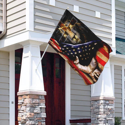 Christian Lion Cross House Flags, Christian Flag, Scripture Flag, Garden Banner