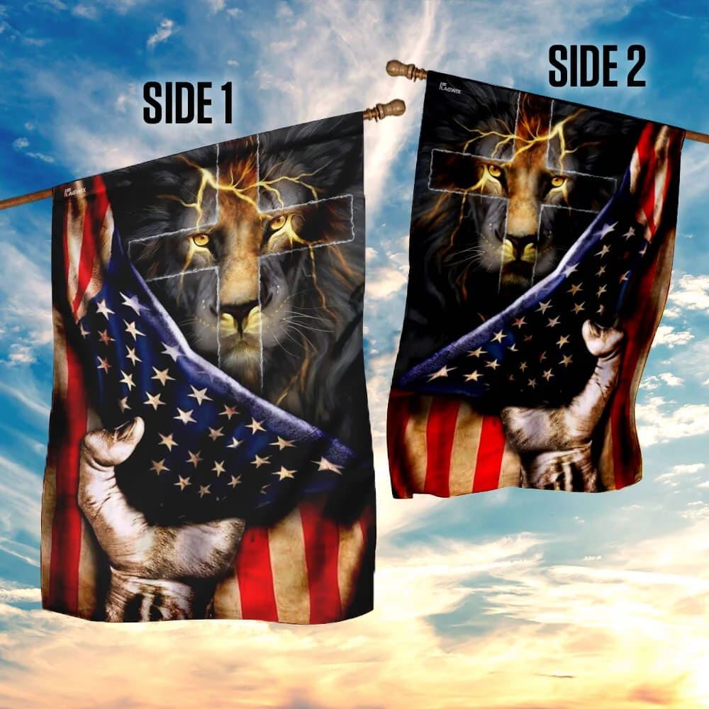 Christian Lion Cross House Flags, Christian Flag, Scripture Flag, Garden Banner