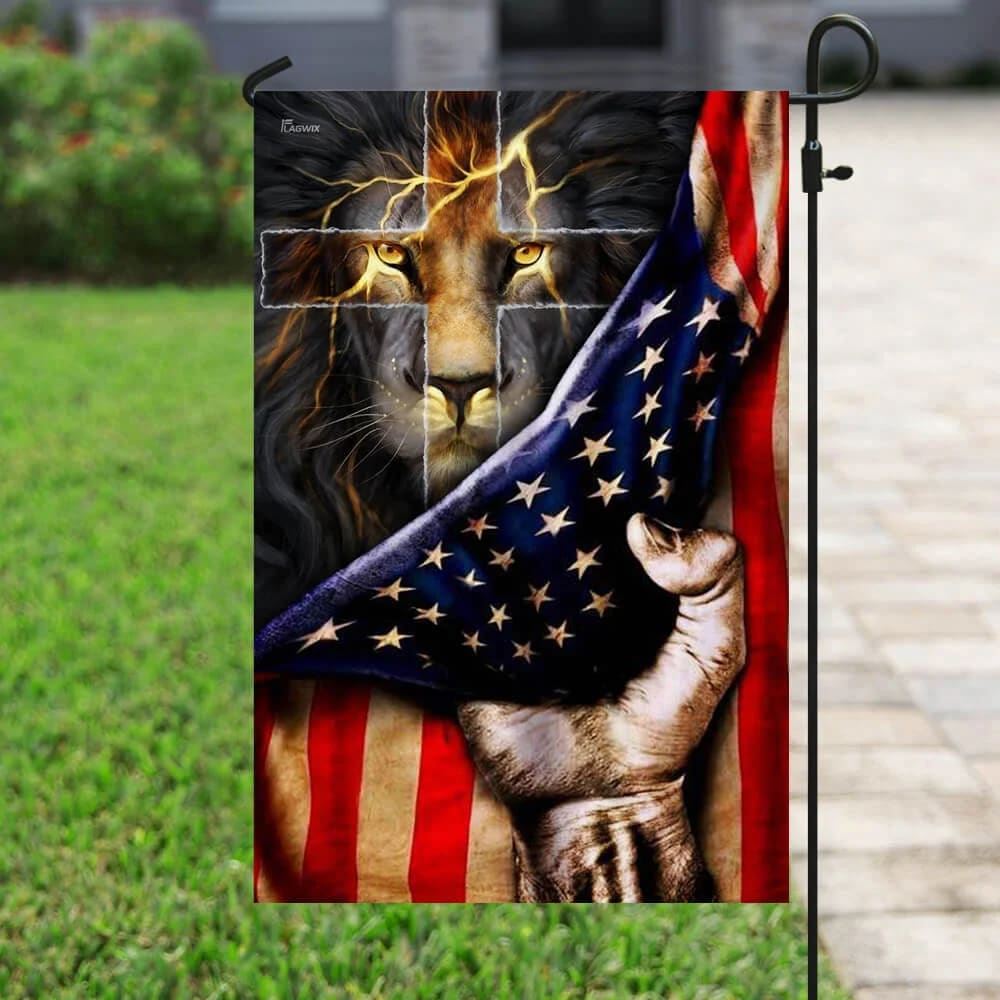 Christian Lion Cross House Flags, Christian Flag, Scripture Flag, Garden Banner