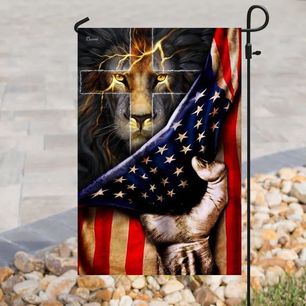 Christian Lion Cross House Flags, Christian Flag, Scripture Flag, Garden Banner