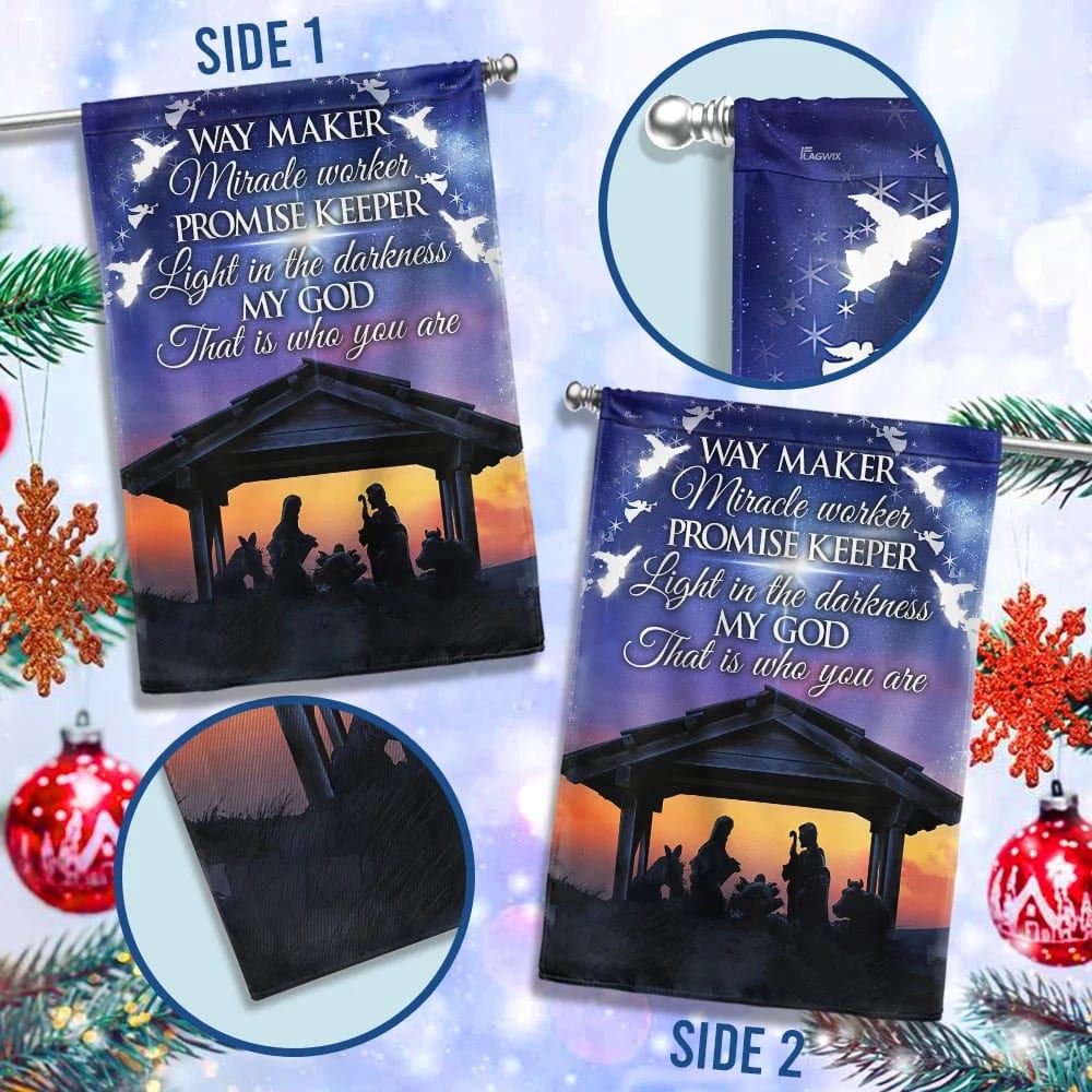 Christian Nativity Flag Way Maker Miracle Worker My God That Is Who You Are Flag, Outdoor Christian House Flag, Christian Flag, Scripture Flag