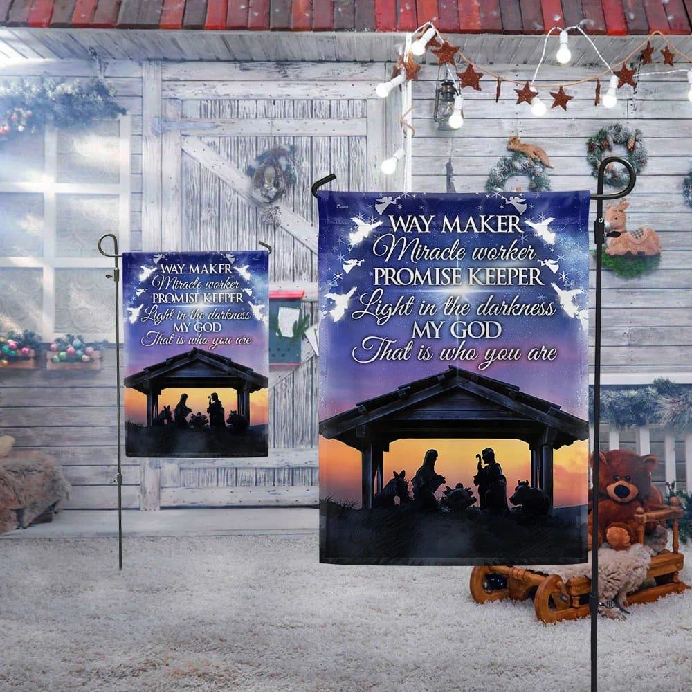 Christian Nativity Flag Way Maker Miracle Worker My God That Is Who You Are Flag, Outdoor Christian House Flag, Christian Flag, Scripture Flag