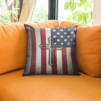 Christian Pillow, Jesus Pillow, Awesome American Flag Cross Pillow, Christian Throw Pillow, Inspirational Gifts, Best Pillow