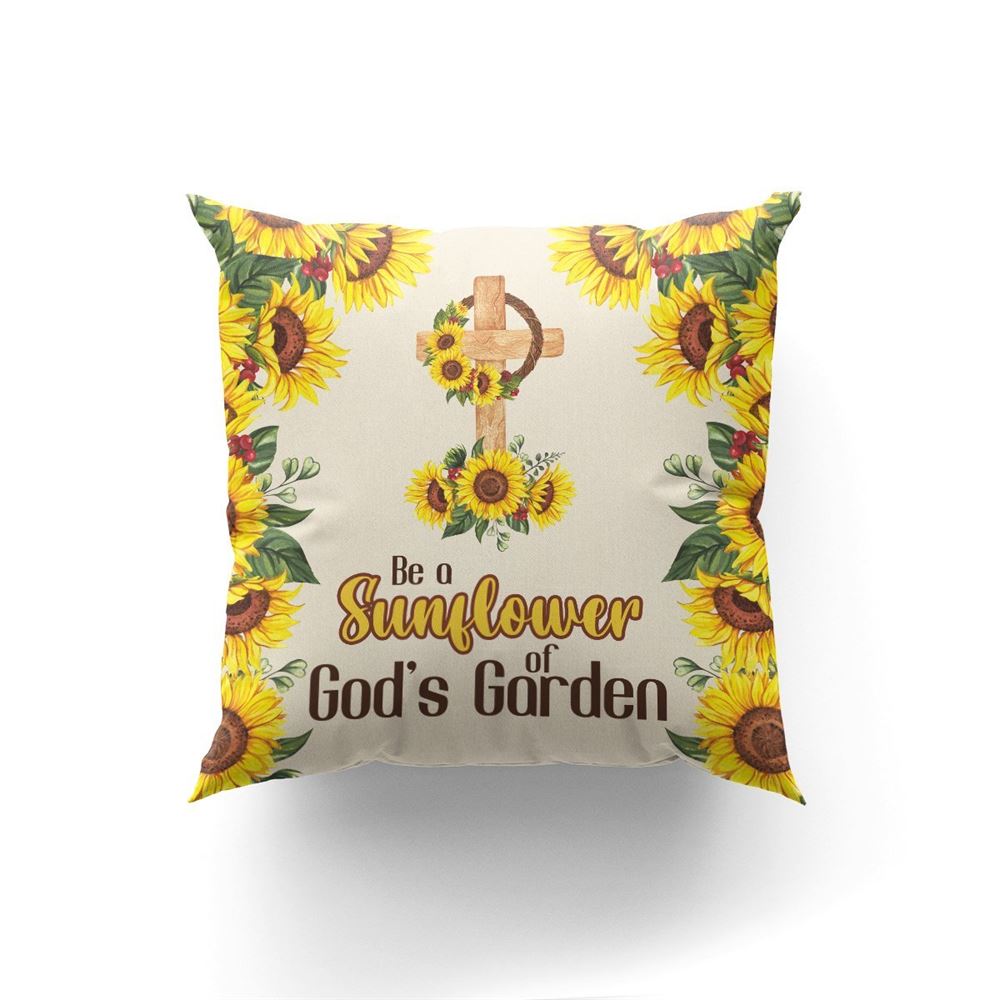 Christian Pillow, Jesus Pillow, Beautiful Cross Pillow, Sunflower Of Gods Garden Pillow, Christian Throw Pillow, Inspirational Gifts, Best Pillow